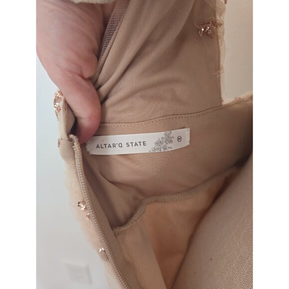 Altard State Fairy Tulle Glitter Stars Blush Pink Plunge V-Neck Maxi Dress M - Picture 7 of 11